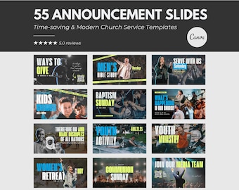 Church Announcements Slides Church Pre-Service Slides Bundle Church Livestream Church Slides Church PowerPoint Church Presentation in Canva
