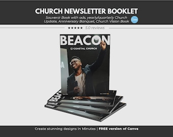 26 Page Church Newsletter Booklet for Canva, Church Newsletter Sheets Church Newsletter Template, Modern Church Newsletter Canva Template
