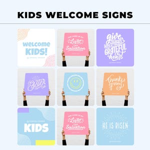 Handkinderkirche Willkommensschild Kinderschutzschild Kinder Willkommen in der Kirche Signs Kinderkirche Schilder Kinderdienst Kirche Signage VBS