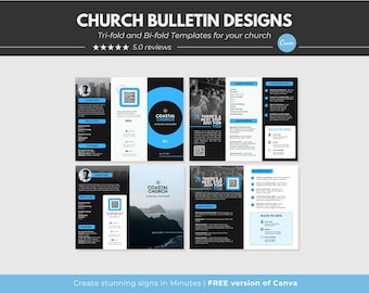 Modern Church Bulletin Bundle Canva Church Templates Editable Church Bulletin Program Template Canva Church Bulletin Trifold Church Canva