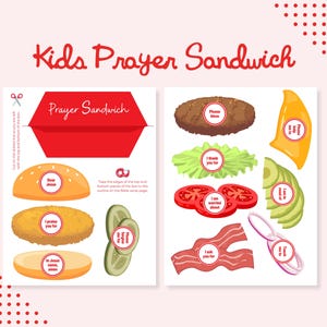 Actividad de sándwich de oración para niños de VBS Actividad de oración para hacer tú mismo Actividad de lección bíblica imprimible Manualidad de oración para la escuela dominical Lección de oración para hacer tú mismo Actividad instantánea