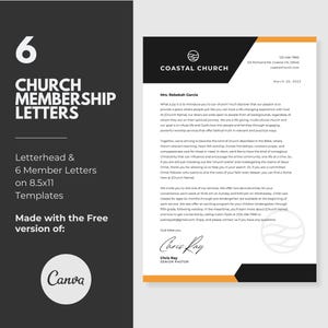 Plantilla de membrete de iglesia Carta de membresía de la iglesia Carta de bienvenida Carta de aceptación de la iglesia Paquete de formularios de la iglesia Cartas para nuevos miembros