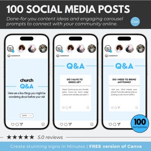 100 Church Social Media Posts Church Instagram Templates Church Social Media Templates Church Media Church Canva Templates Insta Church