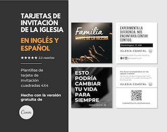 Spanish Church Flyer Template Square Church Templates Church Canva Template Church Invitation Template Church Invite 4x4 Church Invite