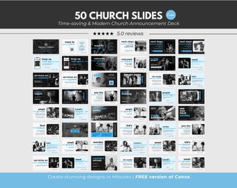 Church Announcements Slides Church Pre-Service Slides Bundle Church Livestream Church Slides Church PowerPoint Church Presentation in Canva