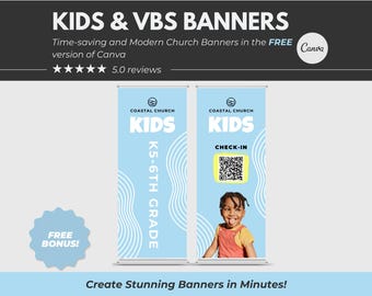 VBS Kids Banner Kids VBS Flyer Kids Church Sign Kids Ministry Postcard Kids Ministry Kit Kids Church Kids Sunday School Children&#39;s Sunday