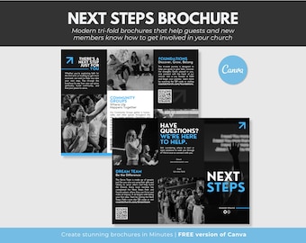 Next Steps Brochure for Canva, Church Next Steps flyer, Church Membership Template, Next Steps Template Church Membership Canva Template