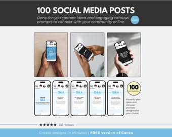 100 Church Social Media Posts Church Instagram Templates Church Social Media Templates Church Media Church Canva Templates Insta Church