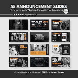 Church Announcements Slides Church Pre-Service Slides Bundle Church Livestream Church Slides Church PowerPoint Church Presentation in Canva