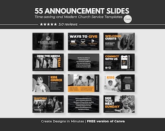 Church Announcements Slides Church Pre-Service Slides Bundle Church Livestream Church Slides Church PowerPoint Church Presentation in Canva