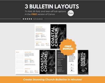 Modern Church Bulletin Bundle Canva Church Templates Editable Church Bulletin Program Template Canva Church Bulletin Trifold Church Canva