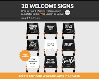 Handheld Church Welcome Signs Templates Church Templates Church Welcome Sign Canva Template Church Program Hand held Church Greeter Signs