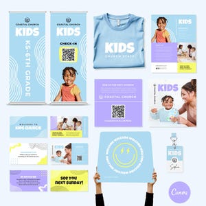 Kinderschutz-Flyer VBS Flyer Kinderschutz-Schild Kinderpost-Postkarte Kinderdienst-Kit Kinderkirche Kinderdienst-Namensschilder VBS Zeichen