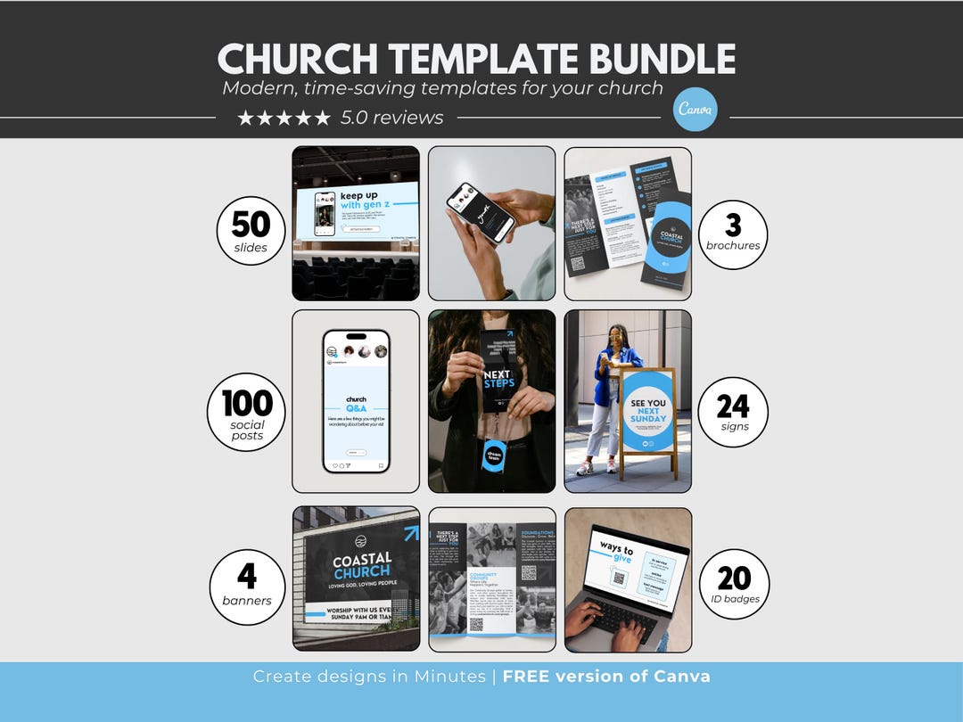 Church Canva Templates Bundle, Welcome Signs, A-frames, Church Bulletin ...