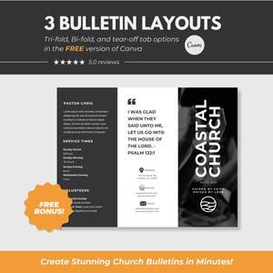 Church Bulletin Template Canva Church Template Editable Church Bulletin Program Church Bulletin Covers Church Bulletin Boards Template Canva