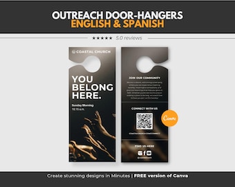 Church Outreach Flyer Template, Church Door Hanger Flyer, Canva Church Flyer Template Door Hanger Church Template Church Service Flyer