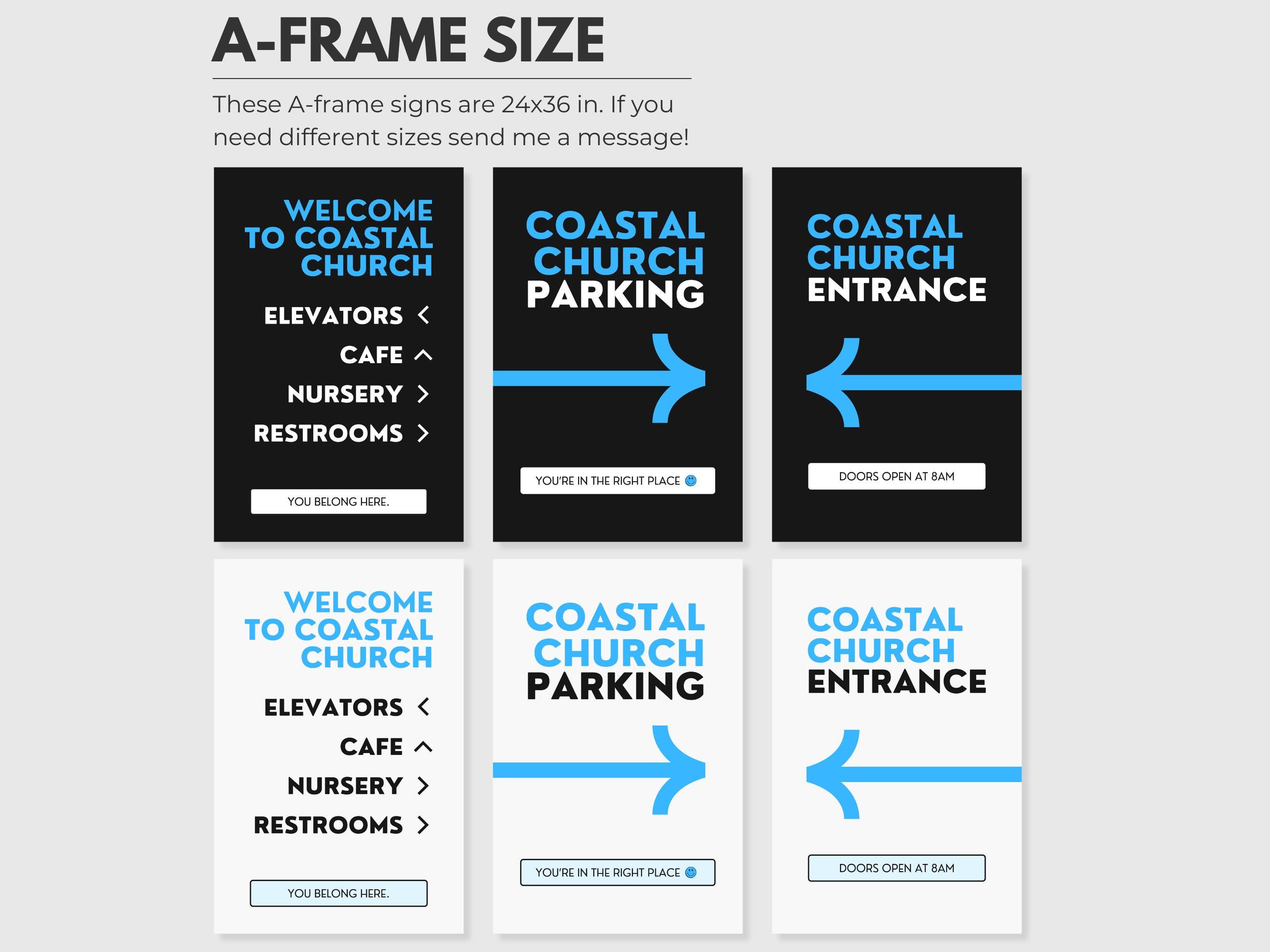 24 Modern Church A-frame Signs Canva Templates, New Church Parking ...