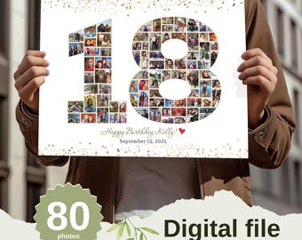 18th photo collage, 18th birthday gift, 18th birthday gifts, sons 18th birthday, gift for 18th, 18 bday, photo collage gift, birthday poster
