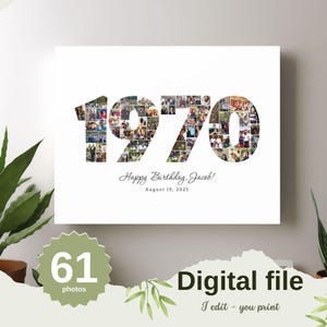 Born in 1970 photo collage, 55th birthday gift, Born in 1970 gift, born in 1970 for her, 1970 gifts for her, 55th anniversary, 55th poster