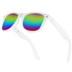 Sunglasses Ladies Sunglass Mens Holiday Eyewear womens White Matte Frame Rainbow outer Lens UV400 Protection CAT.3