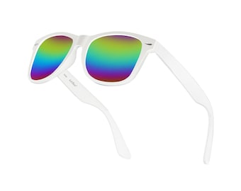 Sunglasses Ladies Sunglass Mens Holiday Eyewear womens White Matte Frame Rainbow outer Lens UV400 Protection CAT.3