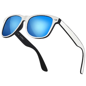 Sunglasses Ladies Sunglass Mens Holiday Eyewear womens White & Black Frame Blue outer Lens UV400 Protection CAT.3