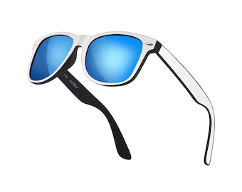 Sunglasses Ladies Sunglass Mens Holiday Eyewear womens White & Black Frame Blue outer Lens UV400 Protection CAT.3