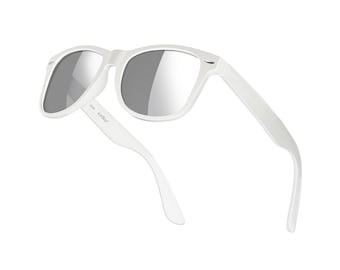 Occhiali da sole Occhiali da sole da donna Occhiali da vacanza da uomo da donna Montatura bianca opaca Lente esterna specchiata argento Protezione UV400 CAT.3