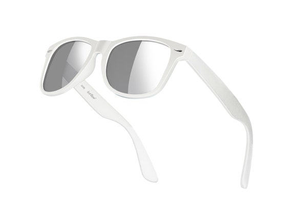 White Frame Mirrored Lens Women\'s Sunglasses Retro Sunglasses - Matte-White Frame / Mirror Lens - Walmart.com main image 4