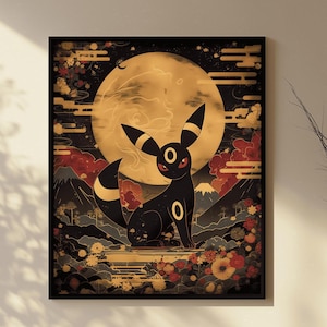Umbreon, Anime Poster, hohe Qualität, druckbare Wandkunst, Schlafzimmer Wandkunst, digital, japanische Wohnkultur