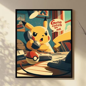 Pikachu, Anime Poster, High Quality, Printable Wall Art, Bedroom Wall Art, Digital, Japanese Home Decor
