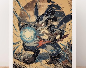 Lucario Anime Poster: Japanese Home Wall Art (Digital Download)