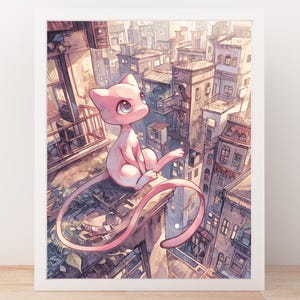 Mew, Anime Poster, High Quality, Printable Wall Art, Bedroom Wall Art, Digital, Japanese Home Decor
