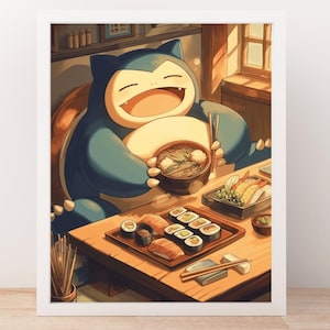 Snorlax - Sushi series, Anime Poster, High Quality, Printable Wall Art, Bedroom Wall Art, Digital, Japanese Home Decor