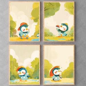 Piplup art bundle, Anime Poster, High Quality, Printable Wall Art, Bedroom Wall Art, Digital, Japanese Home Decor. Gift