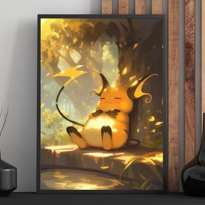 Raichu Anime Poster: Japanese Home Decor (Digital Download)