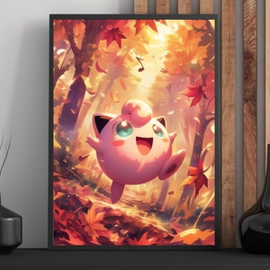 Jigglypuff, cute Anime, Anime Poster, High Quality, Printable Wall Art, Bedroom Wall Art, Digital, Japanese Home Decor