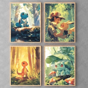 Paquete de arte, póster de anime, arte de pared imprimible de alta calidad, arte de pared para dormitorio, decoración japonesa para el hogar, regalo