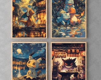 Art bundle Posters, High Quality, Anime, Printable Wall Art, Bedroom Wall Art, Digital, Japanese Home Decor. Gift