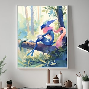 Greninja, Anime Poster, High Quality, Printable Wall Art, Bedroom Wall Art, Digital, Japanese Home Decor