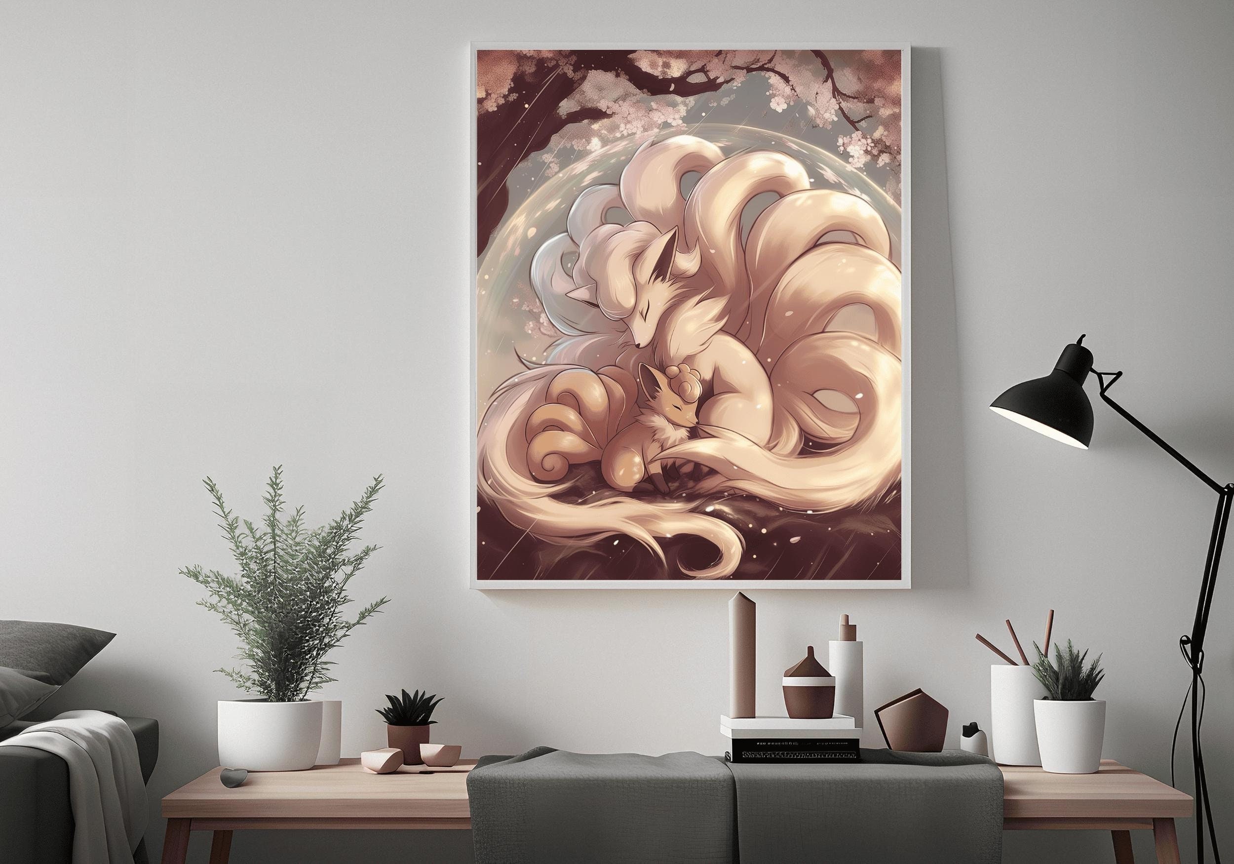Ninetails and Vulpix Pokemon, Anime Poster, High Quality, Printable Wall Art, Bedroom Wall Art, Digital, Japanese Home Decor