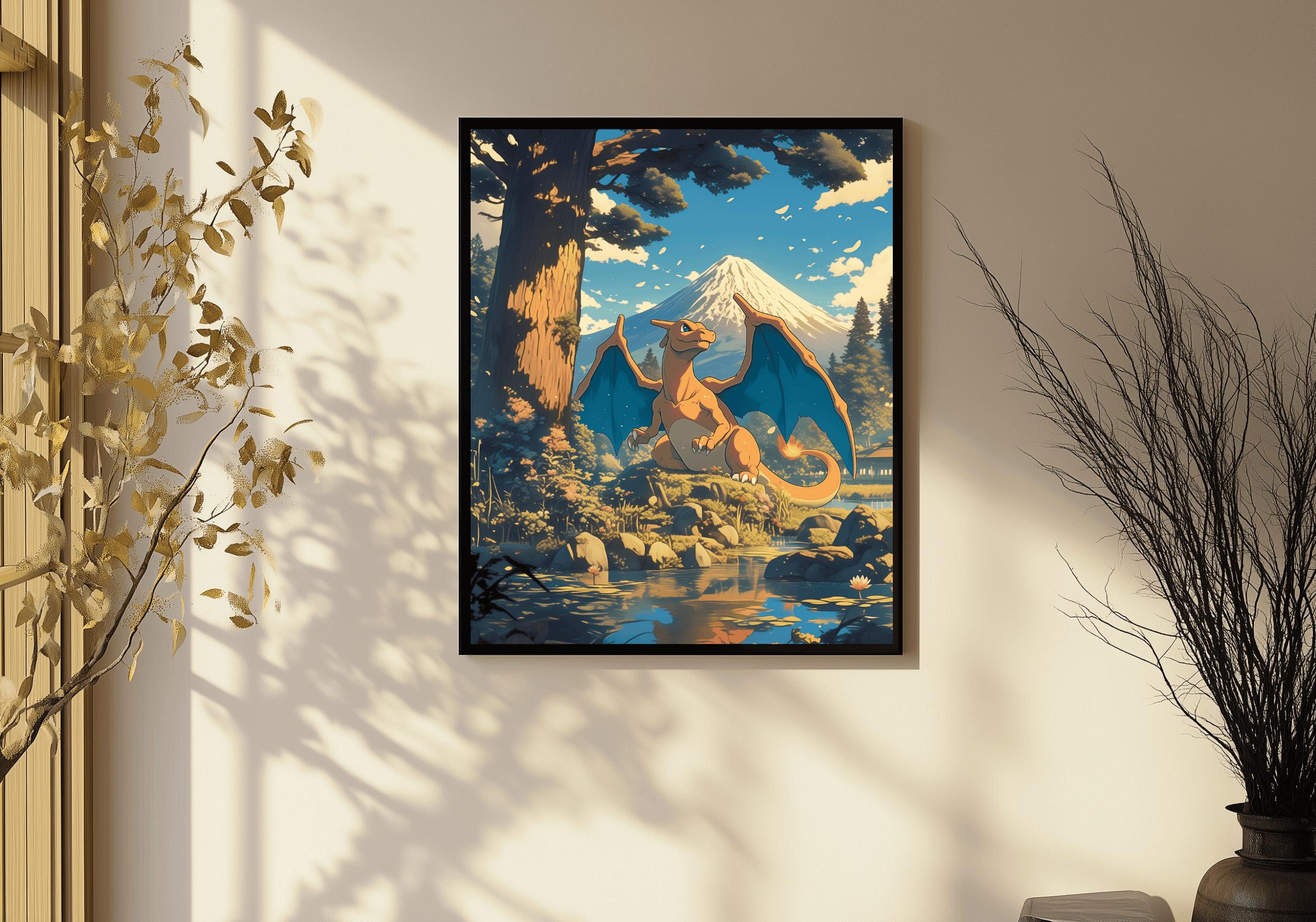 Charizard inspired, Anime Poster, High Quality, Printable Wall Art, Bedroom Wall Art, Digital, Japanese Home Decor