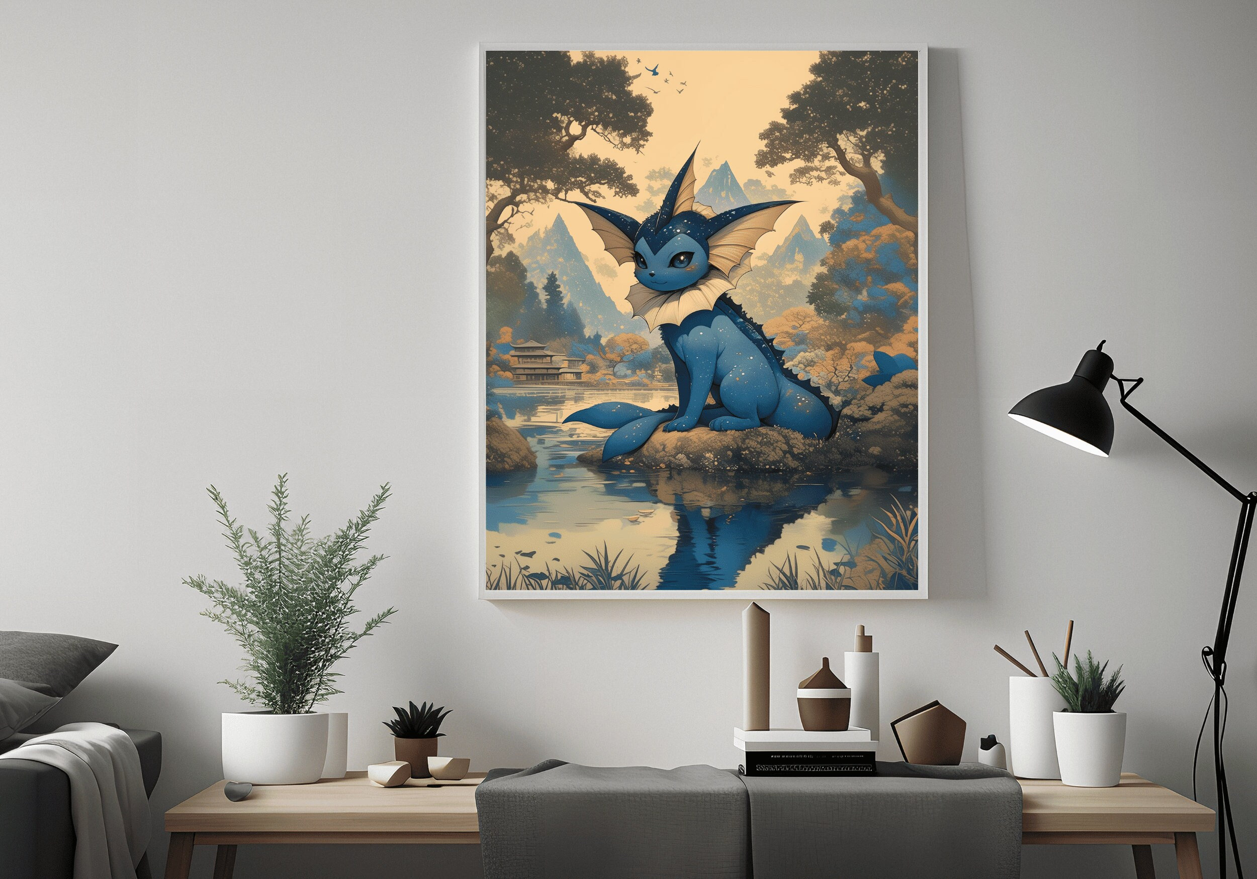 Vaporeon Pokemon, Anime Poster, High Quality, Printable Wall Art, Bedroom Wall Art, Digital, Japanese Home Decor, Eeveelution