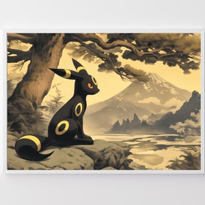Umbreon, Anime Poster, hohe Qualität, druckbare Wandkunst, Schlafzimmer Wandkunst, Digital, japanische Wohnkultur, Evoli