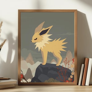 Jolteon, Anime Poster, High Quality, Printable Wall Art, Bedroom Wall Art, Digital, Japanese Home Decor