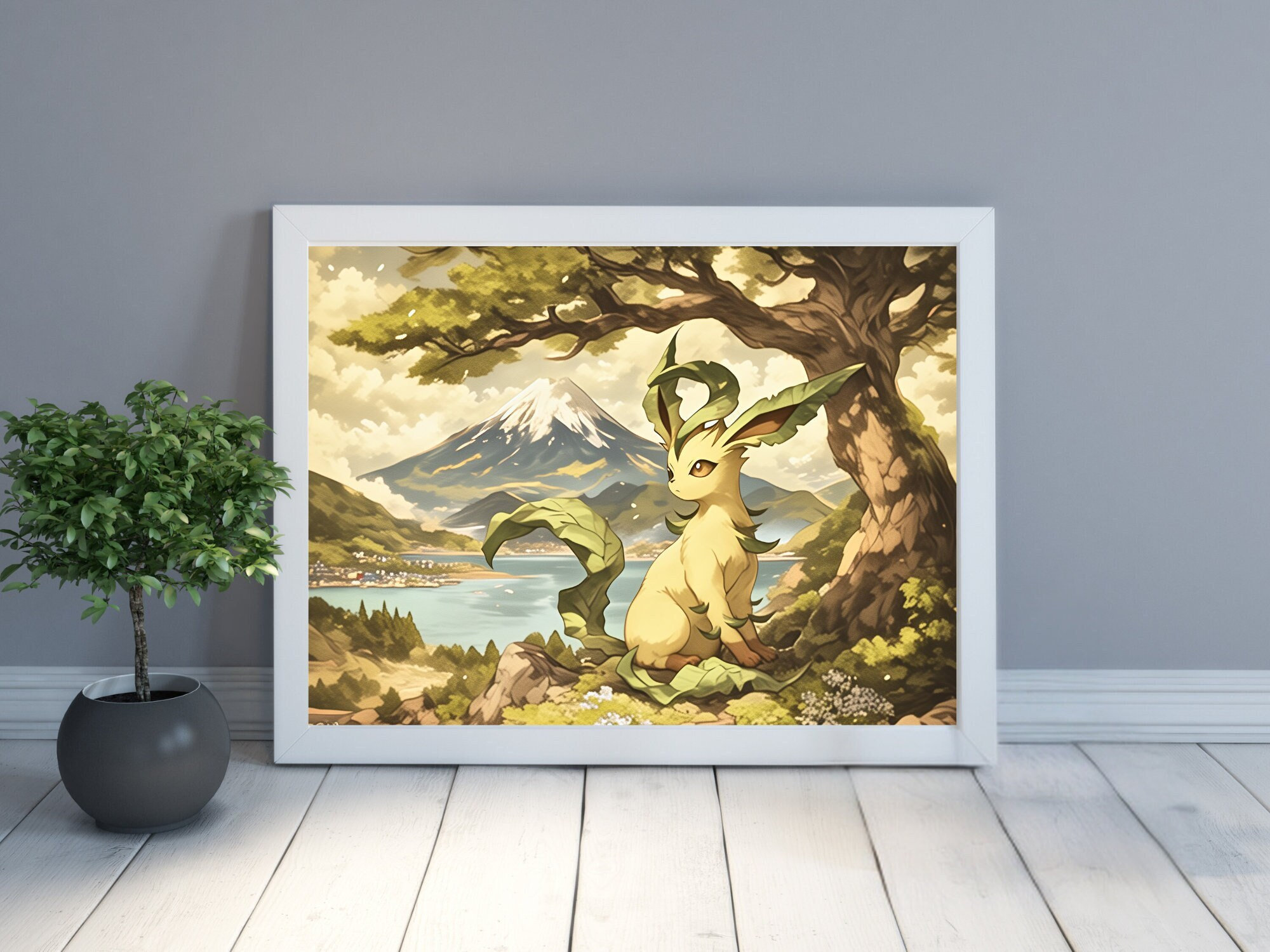 Leafeon, Anime Poster, High Quality, Printable Wall Art, Bedroom Wall Art, Digital, Japanese Home Decor, Eeveelution