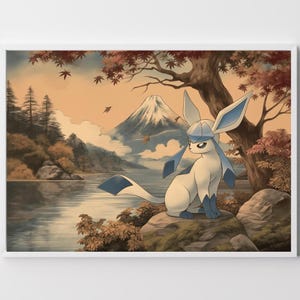 Glaceon, Anime Poster, High Quality, Printable Wall Art, Bedroom Wall Art, Digital, Japanese Home Decor, Eeveelution