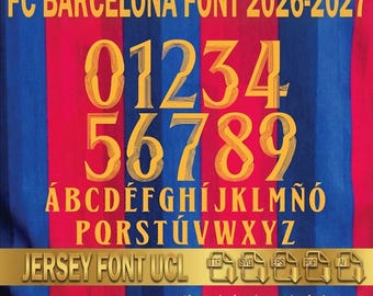 FC Barcelona shirtlettertype 2026-2027 – Digitale download voor shirts, namen en nummers | Vector lettertype voor voetbalshirts