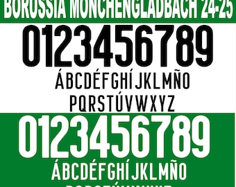 Borussia Monchengladbach 2024-2025 Font – Digital Download for Shirts, Names & Numbers | Vector Typeface Kit Shirt Soccer.