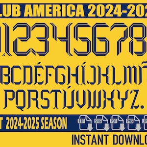 America (Mexico) Font 2024-2025 – Digital Download for Shirts, Names & Numbers | Vector Typeface Kit Shirt Soccer.